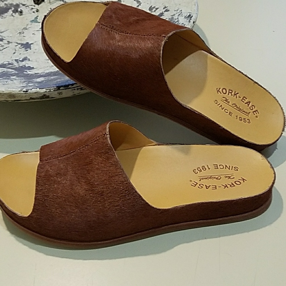 Kork Ease calf hair wedge slides 9